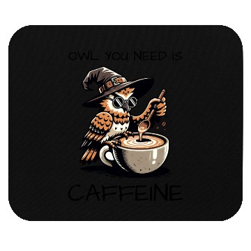 Discover Whimsical Wizard Owl Coffee Design Mouse Pads