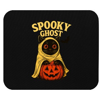 Discover Spooky Ghost Cat Halloween Design Mouse Pads