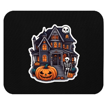 Discover Haunted House Halloween Design Mouse Pads