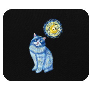 Discover Blue Van Gogh Starry Night Ragdoll Cat Graphic Mouse Pads
