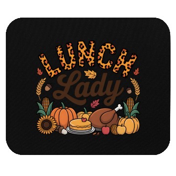 Discover Leopard Fall Autumn Thanksgiving Lunch Lady Mouse Pads