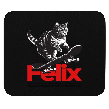 Discover Cool Cat Skateboard with cute Boy Name FELIX Mouse Pads