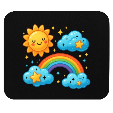 Discover Whimsical Sun and Rainbow Cloud Design Mouse Pads