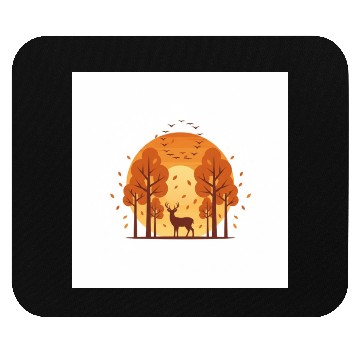 Discover Autumn Sunset Forest Scene Mouse Pads