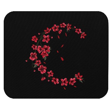 Discover Red Moon Cherry Blossom Sakura Flower Design Mouse Pads