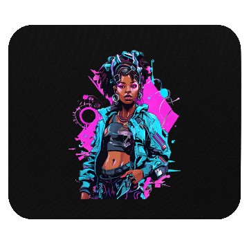 Discover Cyberpunk Girl with Dreadlocks Mouse Pads