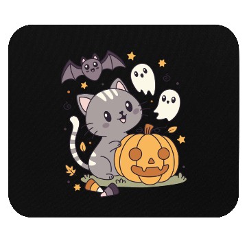Discover Halloween Kawaii Cat Bat Pumpkin Mouse Pads