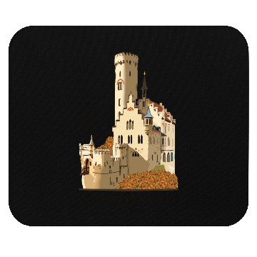 Discover Lichtenstein Castle, hand-drawn. Germany Mouse Pads