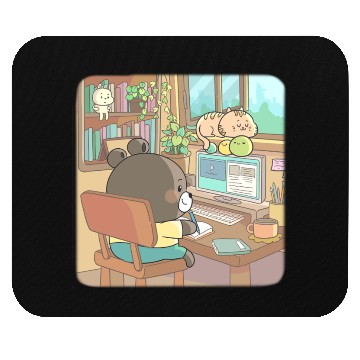 Discover Cozy teddy bear studying Mouse Pads