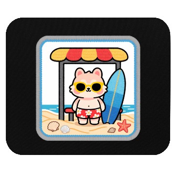 Discover Beach Bear Cartoon Patch Mouse Pads
