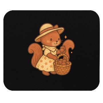 Discover Vintage Squirrel in Summer Dress with Basket Mouse Pads