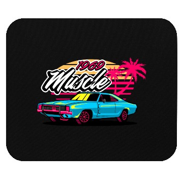 Discover Retro 1969 Muscle Car Sunset Design Mouse Pads