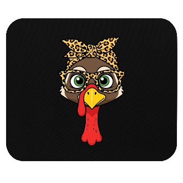 Discover Leopard Print Turkey with Glasses and Headscarf Mouse Pads