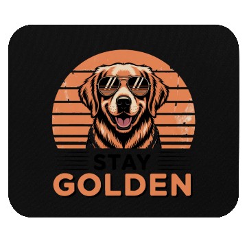 Discover Golden Retriever with Sunglasses Illustration Mouse Pads