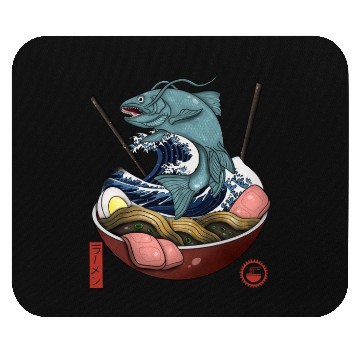 Discover Mythic Samurai Ramen Fish Japanese Art Mouse Pads