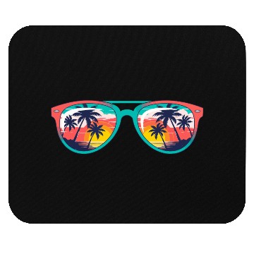 Discover Sunset Palm Tree Tropical Sunglasses Mouse Pads