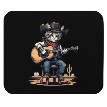 Discover Cowboy Cat with Guitar – Western Kitty Art Mouse Pads