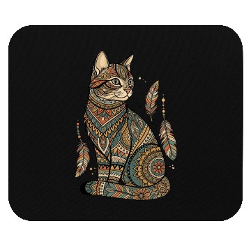 Discover Boho Mandala Cat – Tribal Patterned Feline Art Mouse Pads