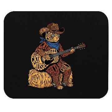 Discover Cowboy Cat Playing Guitar – Typography Art Mouse Pads