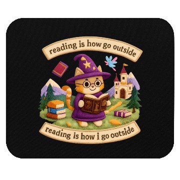 Discover Whimsical Cat Wizard Reading Mouse Pads