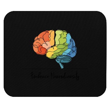 Discover Embrace Neurodiversity - Line Art Rainbow Brain Mouse Pads