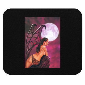 Discover Mystic Moonlit Bat-Winged Woman Mouse Pads