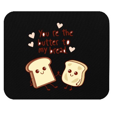 Discover Cute Bread and Butter Kawaii Valentine Design Mouse Pads