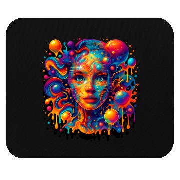 Discover Vivid Psychedelic Woman Portrait Mouse Pads