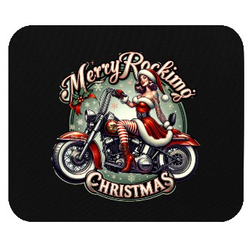 Discover Retro Christmas Motorcycle Girl Design Mouse Pads