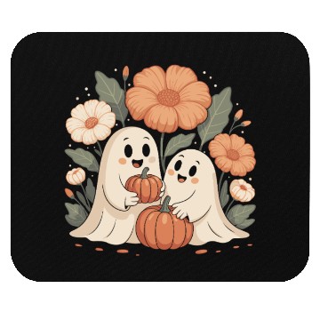 Discover Cute Ghost Flower Pumpkin Floral Halloween Mouse Pads