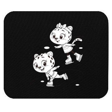 Discover Black-and-White Leopard Cubs Ice Skating  Mouse Pads