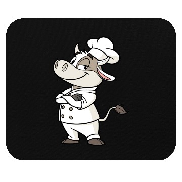 Discover Charming Cow Chef Cartoon Illustration Mouse Pads