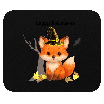 Discover Whimsical Halloween Fox with Witch Hat Mouse Pads