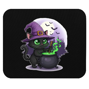 Discover Enchanting Witch Cat Under Full Moon Mouse Pads