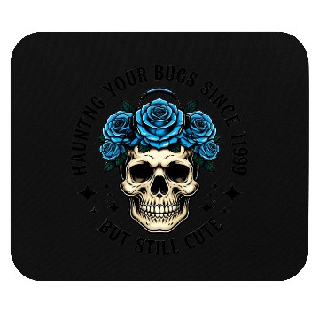 Discover Skull with Blue Rose Crown Design  Mouse Pads