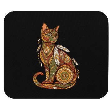 Discover Boho Cat – Mandala Tribal Feather Design Mouse Pads