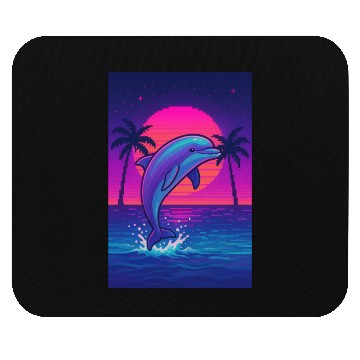 Discover Neon Dolphin Sunset Scene Mouse Pads