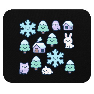 Discover Whimsical Snowy Forest and Cute Creatures Design Mouse Pads