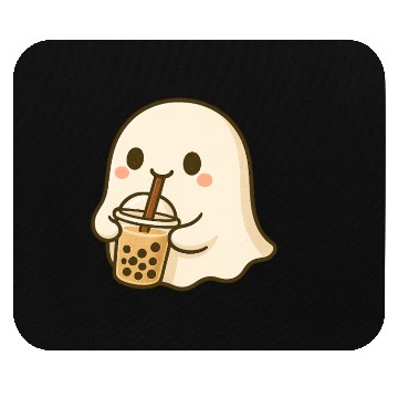 Discover Cute Ghost with Bubble Tea Design Mouse Pads