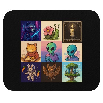 Discover Whimsical Celestial Animal and Alien Designs Mouse Pads