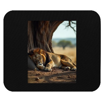 Discover Serene African Lion Resting Scene Mouse Pads