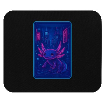 Discover Neon Alien Amphibian in Cyber City Mouse Pads