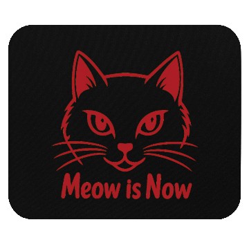 Discover Elegant Cat Face with Bold Red Lines - Meow Is Now Mouse Pads