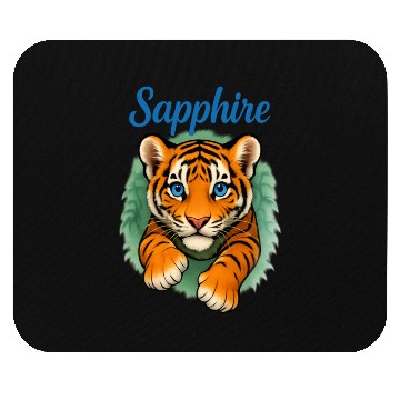 Discover Vivid Tiger Cub Illustration - Sapphire Mouse Pads