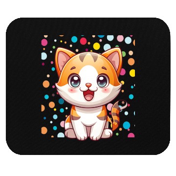 Discover Adorable Cartoon Cute Cat Polka Dots  Mouse Pads