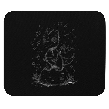 Discover Whimsical Baby Dragon Stardust Illustration Mouse Pads