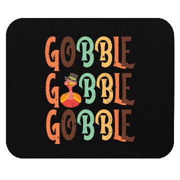 Discover Festive Turkey and Gobble Text Pattern Mouse Pads