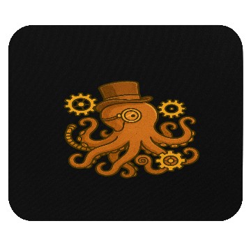 Discover Steampunk Octopus with Top Hat Mouse Pads