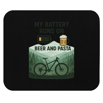 Discover Battery Icon with Beer and Pasta Theme Mouse Pads