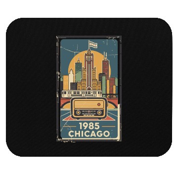 Discover Vintage Chicago Skyline with Retro Radio Mouse Pads